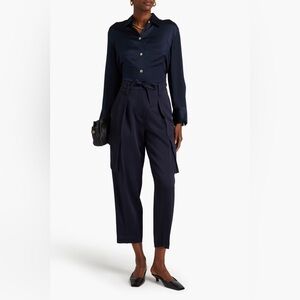 Brunello Cucinelli Cropped Bead-Embellished Satin-Crepe Cargo Pants